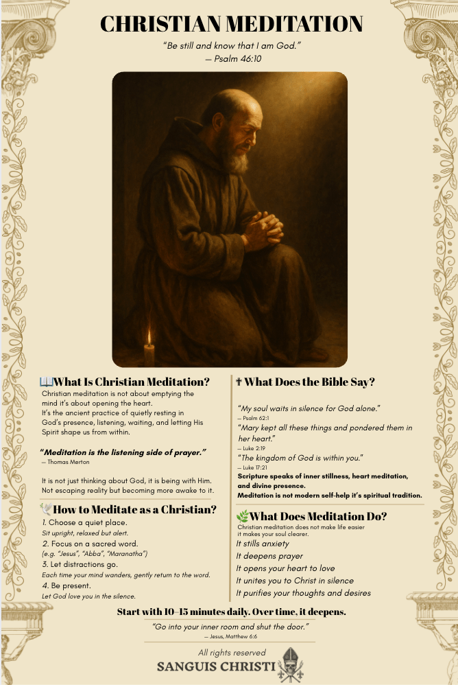 Christian Meditation Guide and Flyer - Sanguis Christi